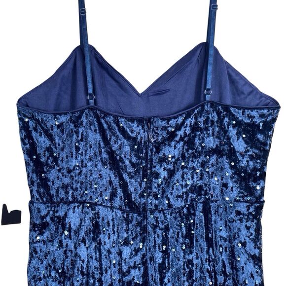 NWT Lulus Simply Elegant Sequin Maxi Dress Size L Navy Blue Side Slit - Picture 9 of 15